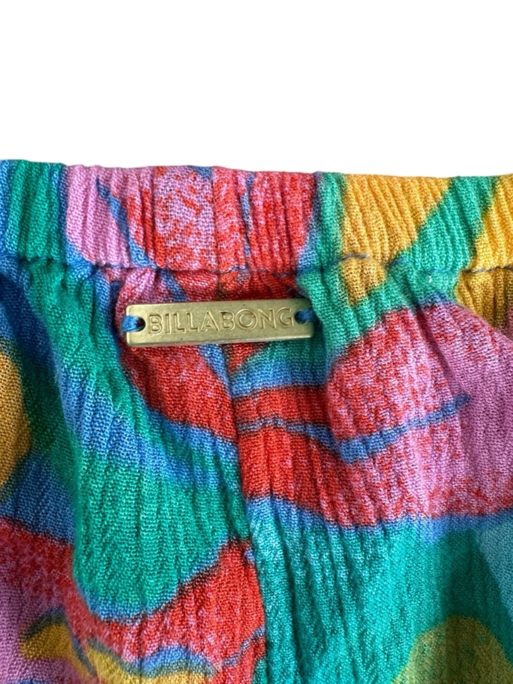 Billabong Tropical Wide Leg Teal Multi Color Pants Boho Beach Vacation Resort S - Picture 15 of 16
